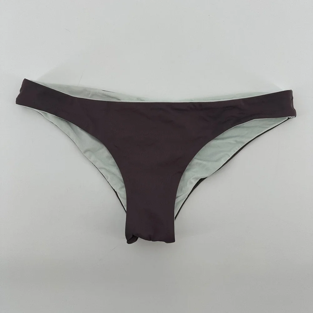 Reversible Ruched Cheeky Bikini Bottoms Plum Purple Mint Green S/M